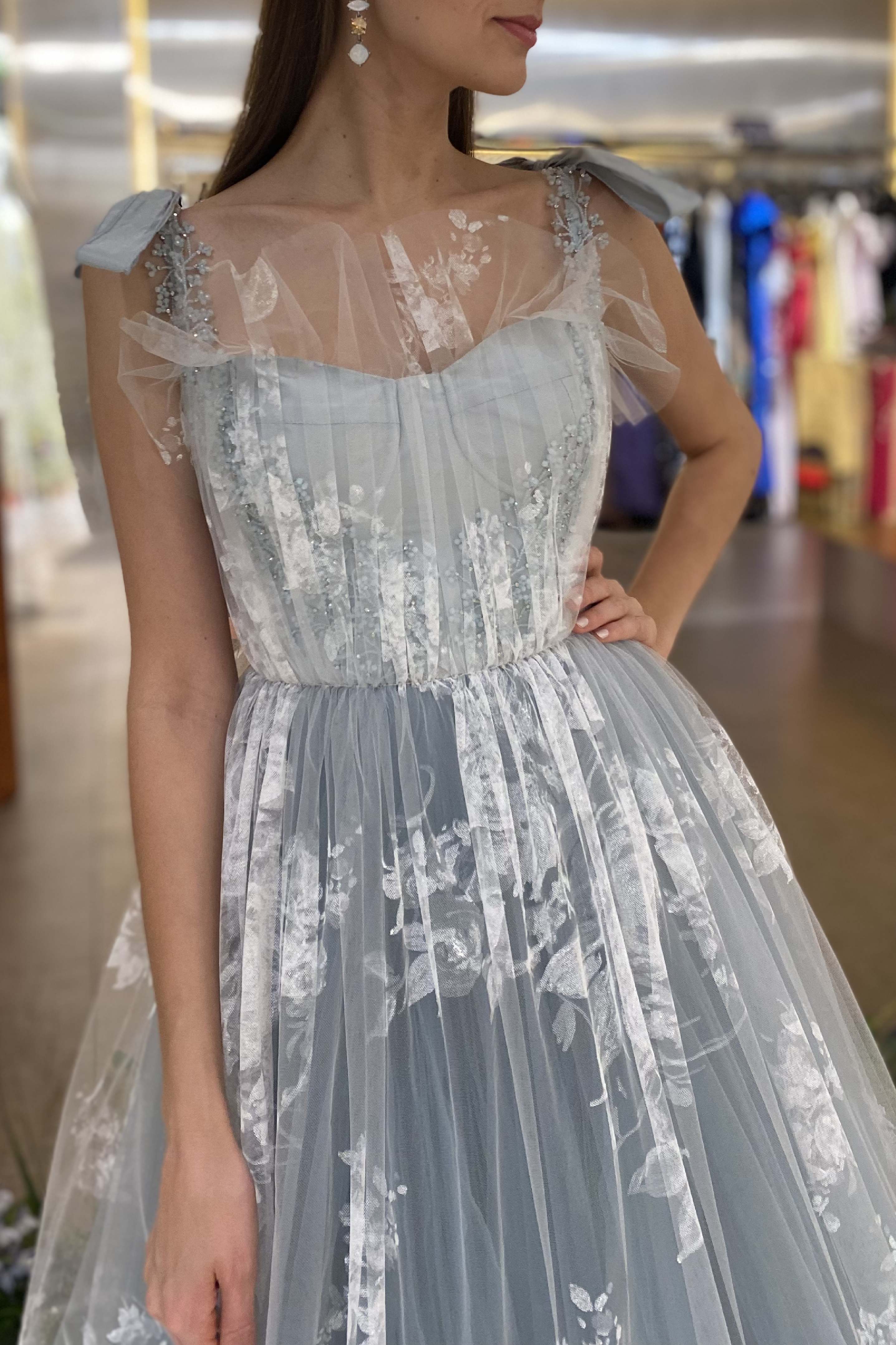 Hand Painted Tulle & Taffeta Ball Gown