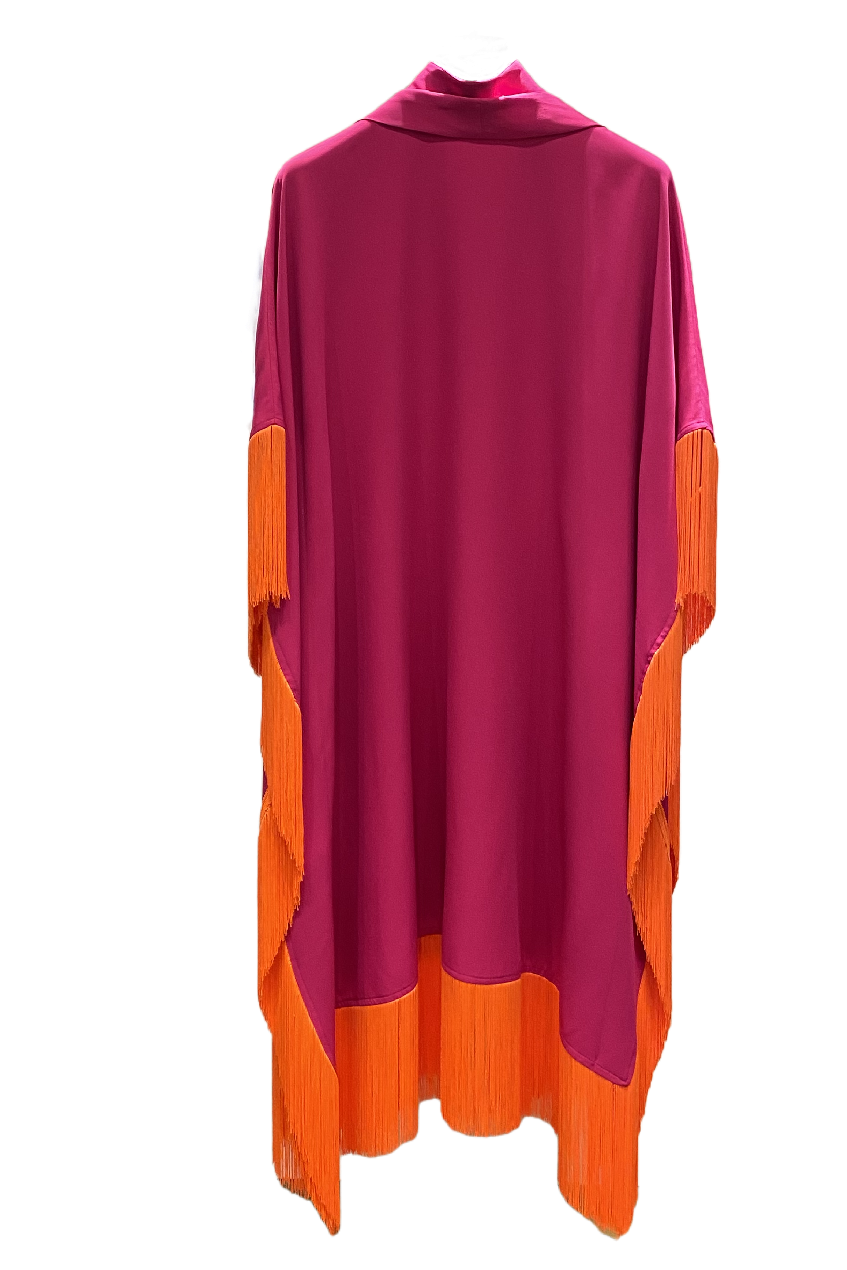 Maya Dress in Fuchsia with Orange Tassels