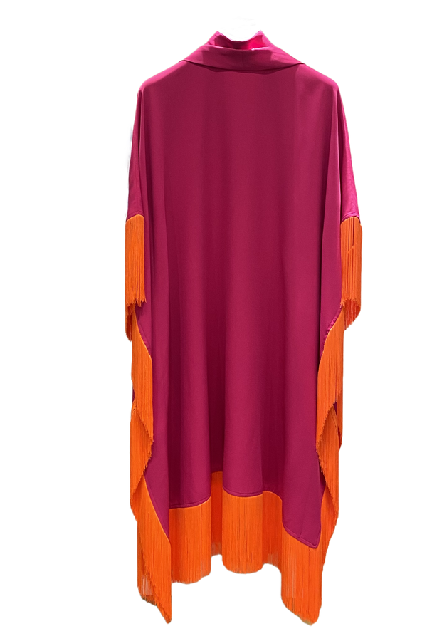 Maya Dress in Fuchsia with Orange Tassels