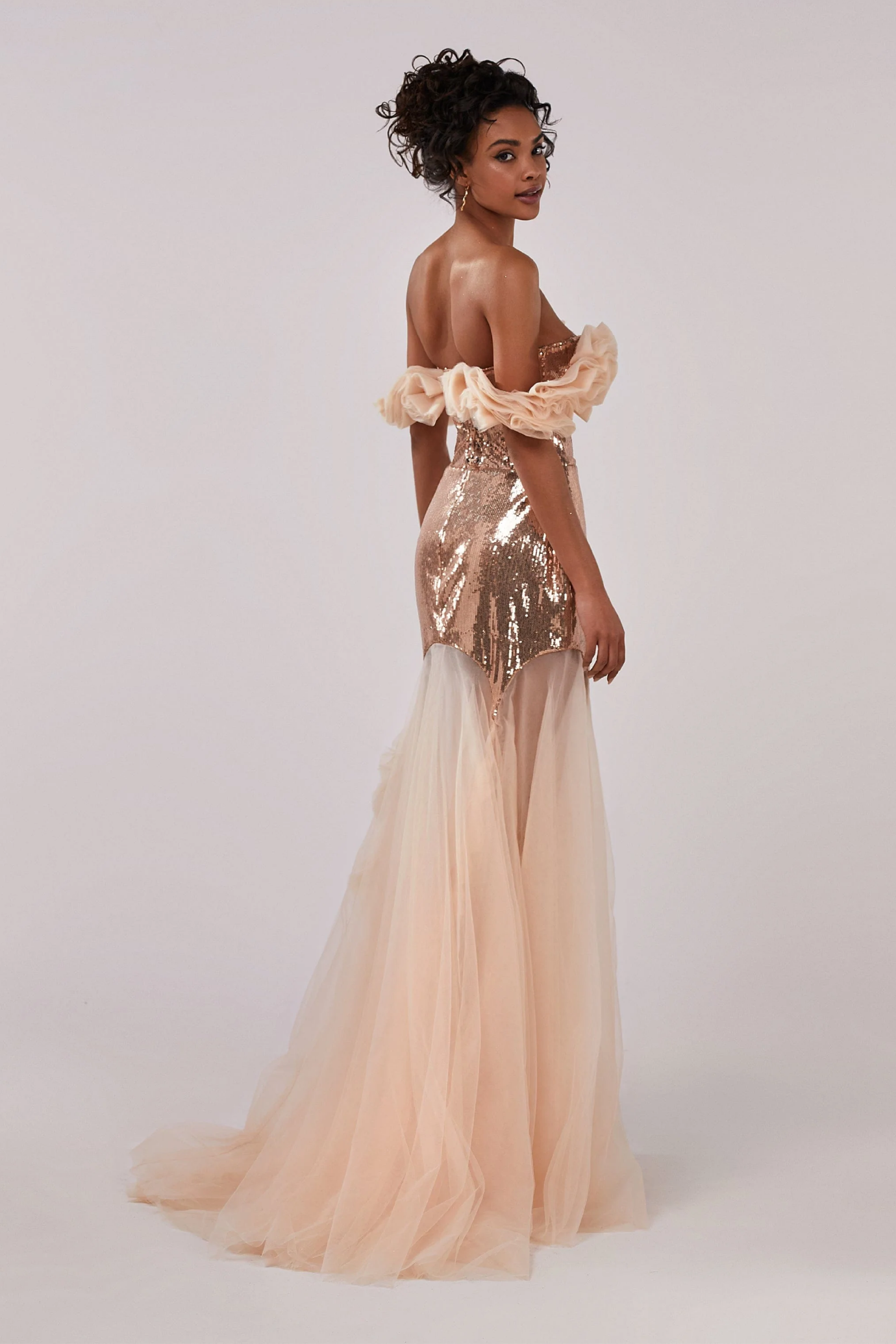 Off Shoulder Sequin Gown