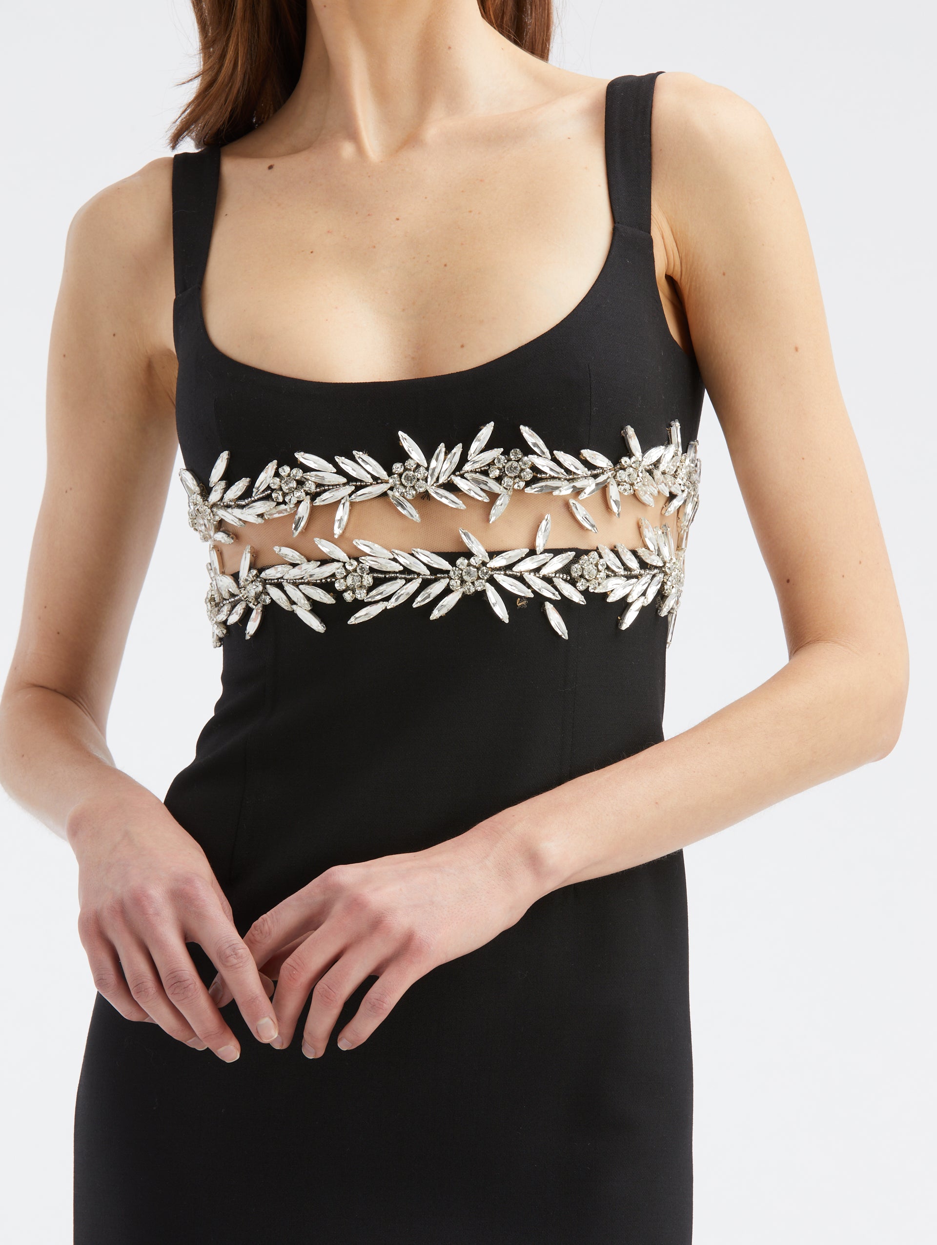 Crystal Embroidered Cut Out Dress