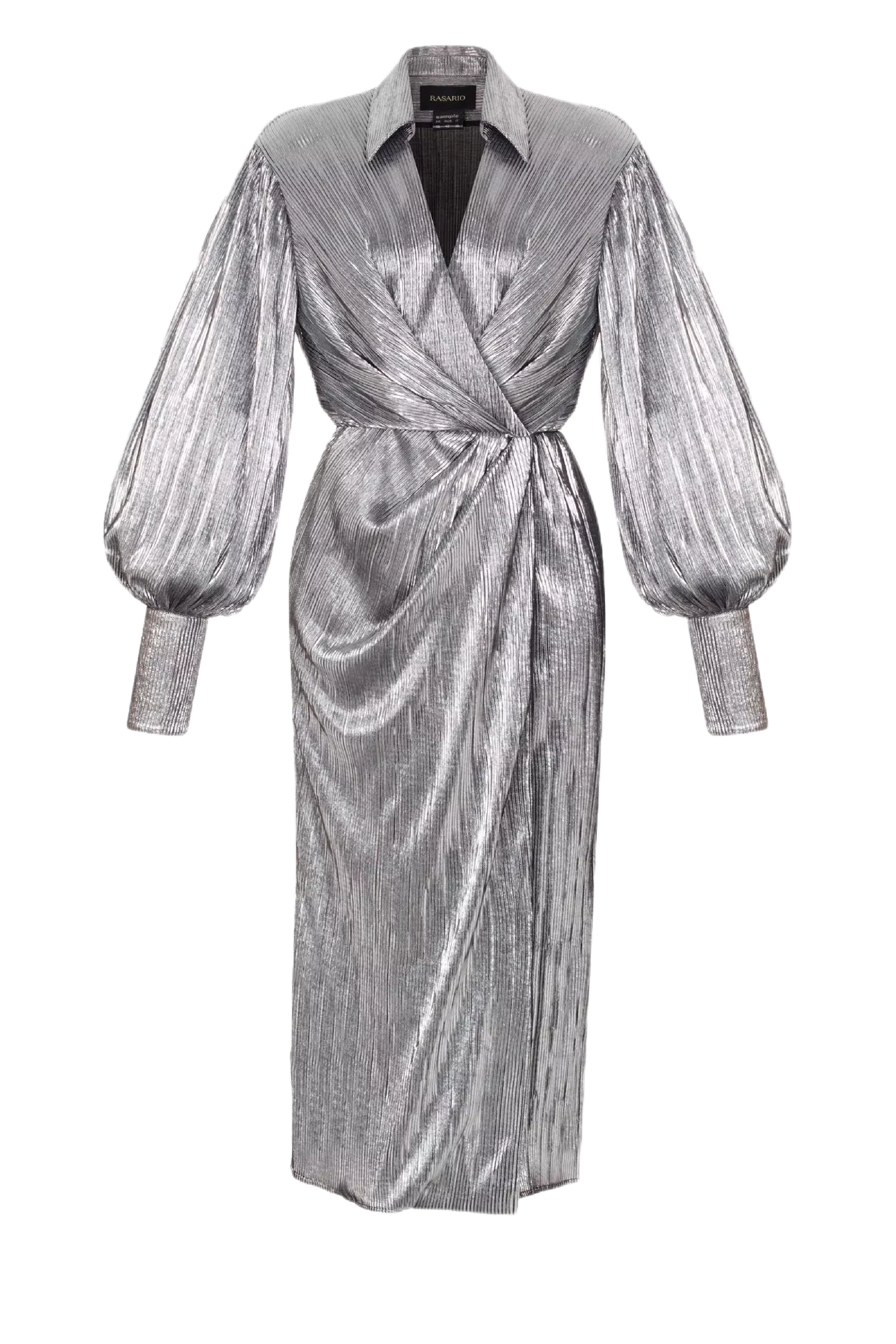 Wrapped & Draped Pleated Jersey Midi Dress