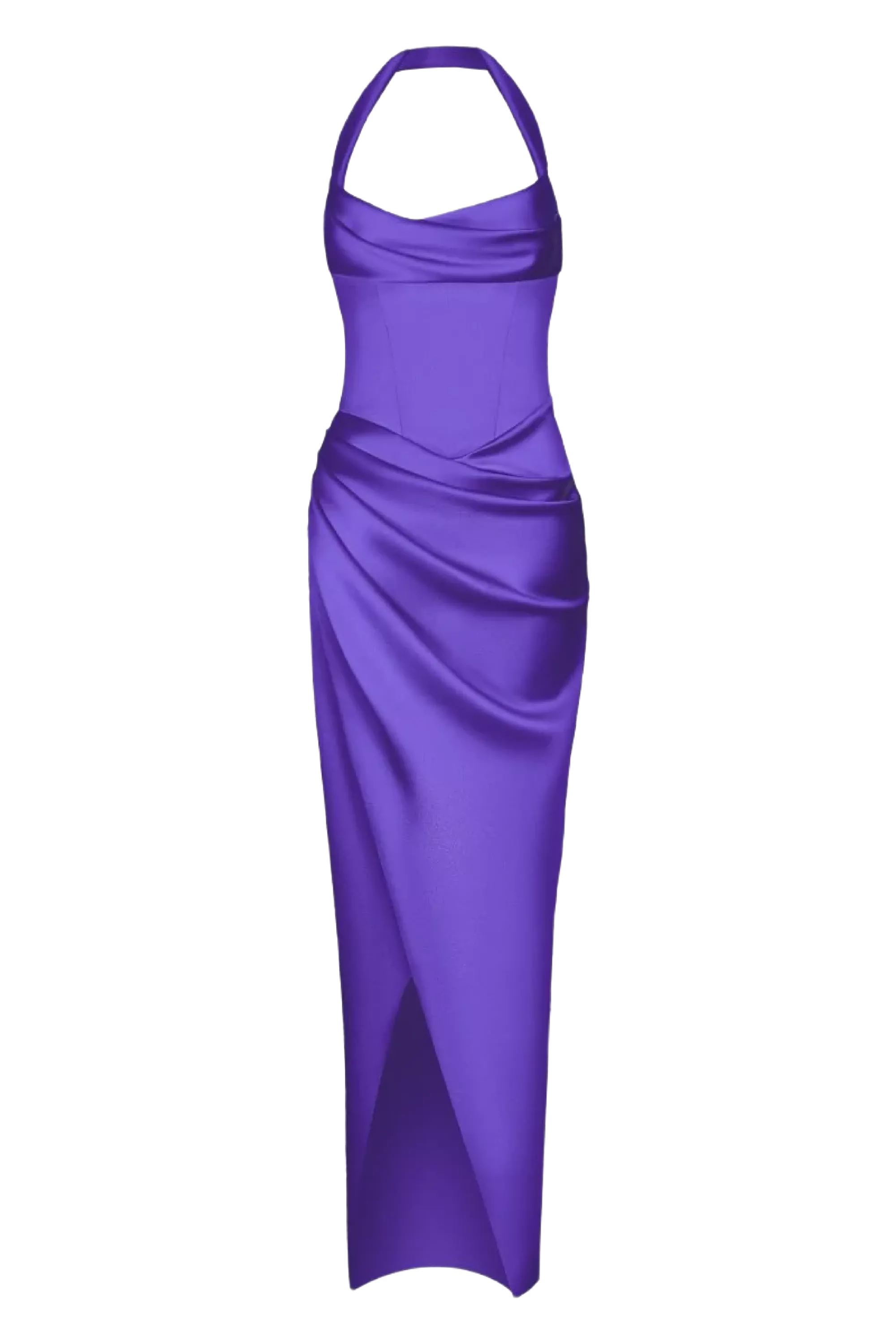 Draped Satin Gown with Straps