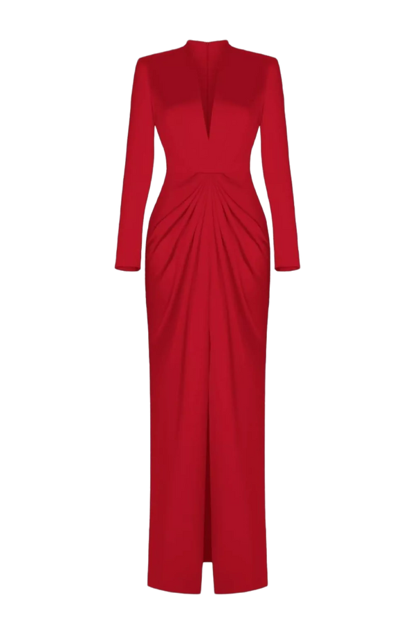 Satin Gown with Draped Skirt