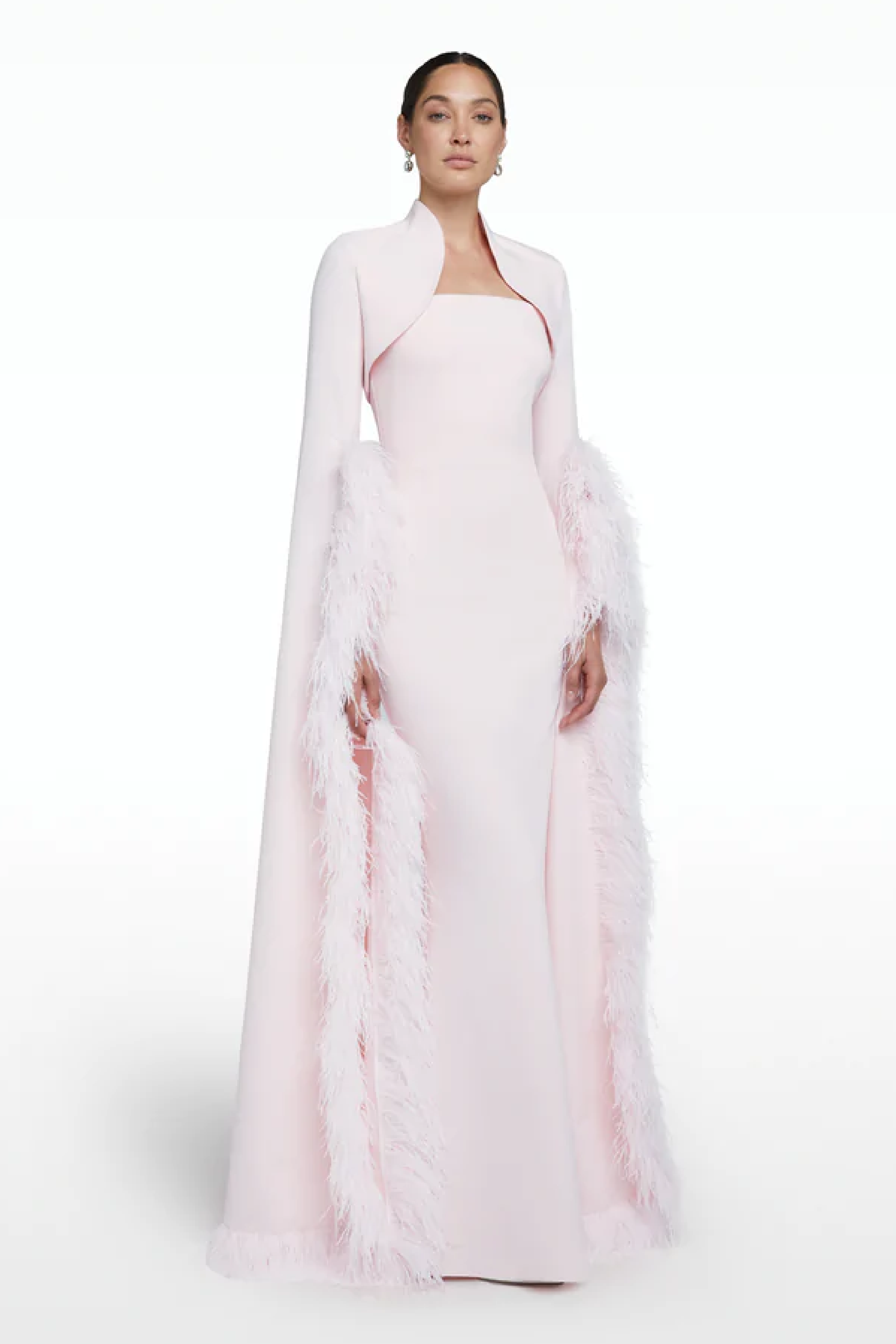 Amari Feather Trimmed Bolero With Soshin Dress