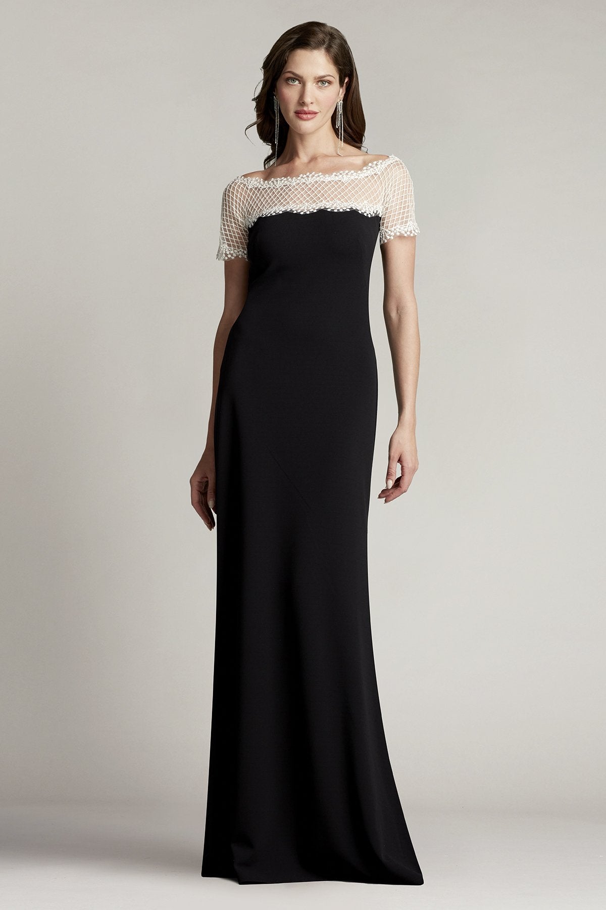 Contrast Illusion Crepe Gown