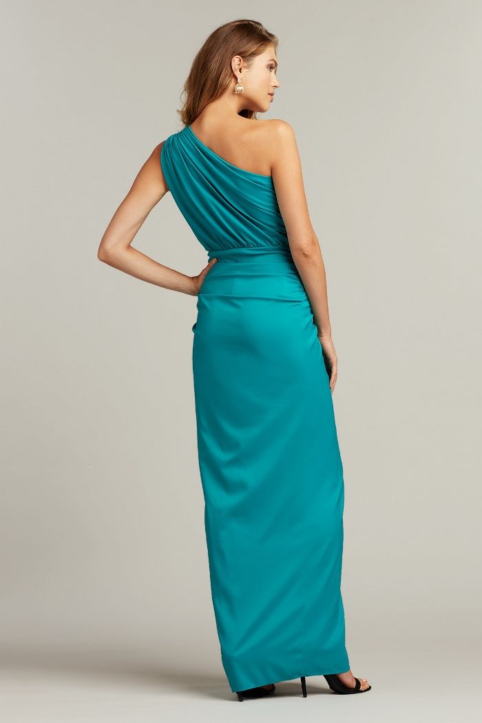 One Shoulder Ruffle Gown