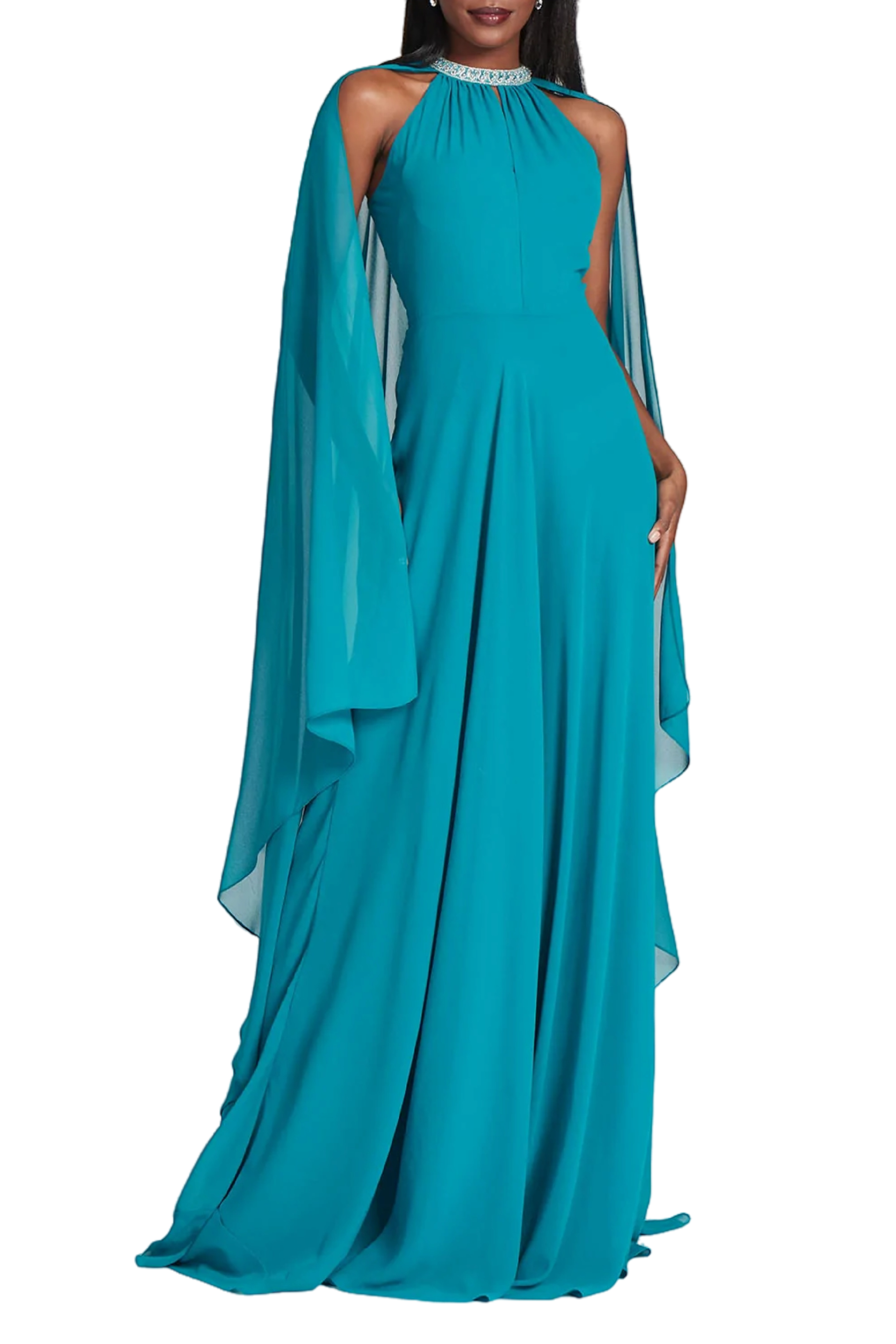 Chiffon Caped Gown