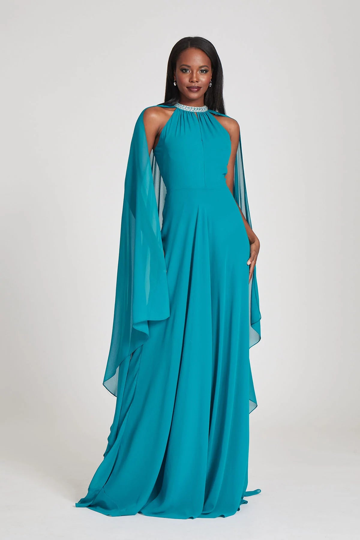 Chiffon Caped Gown