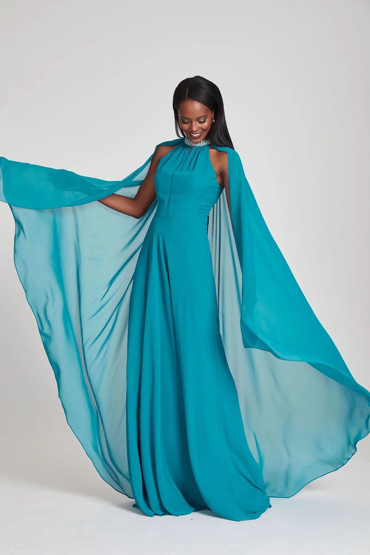 Chiffon Caped Gown