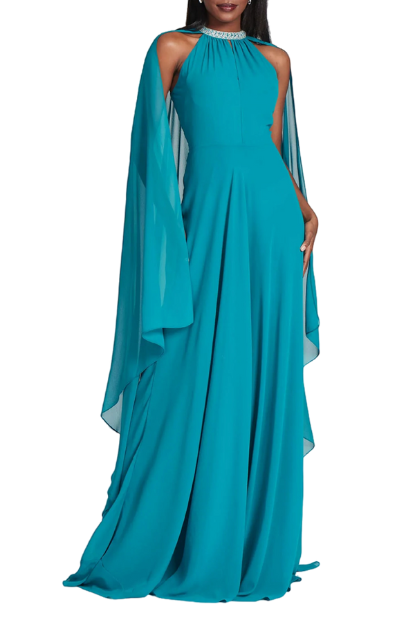 Chiffon Caped Gown