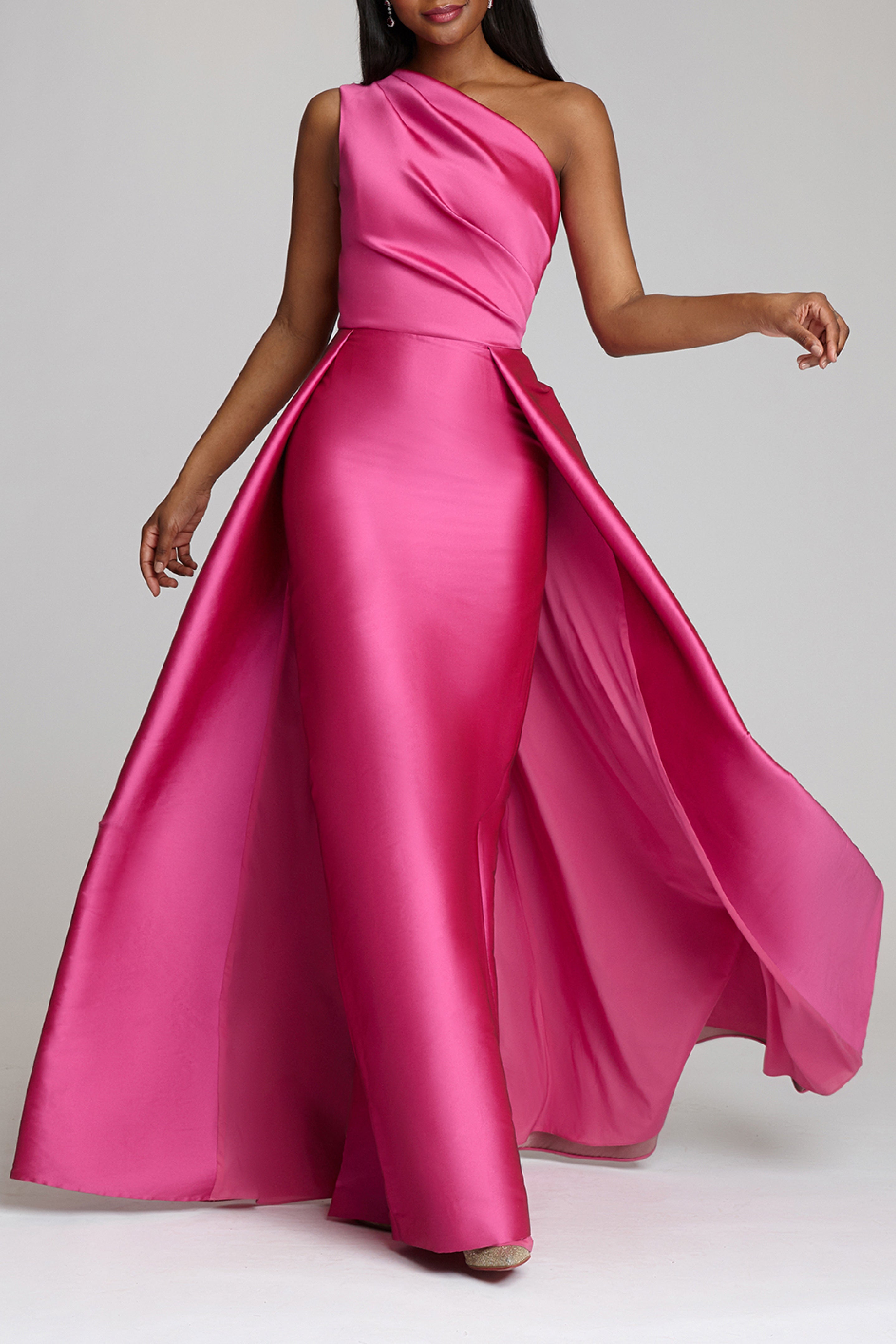 One Shoulder Satin Gown