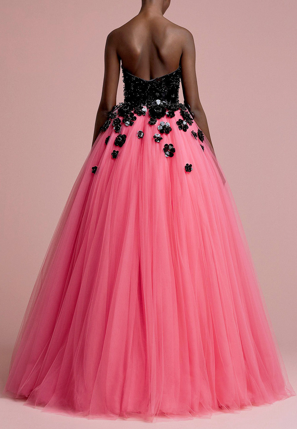 Encrusted Flower Tulle Gown