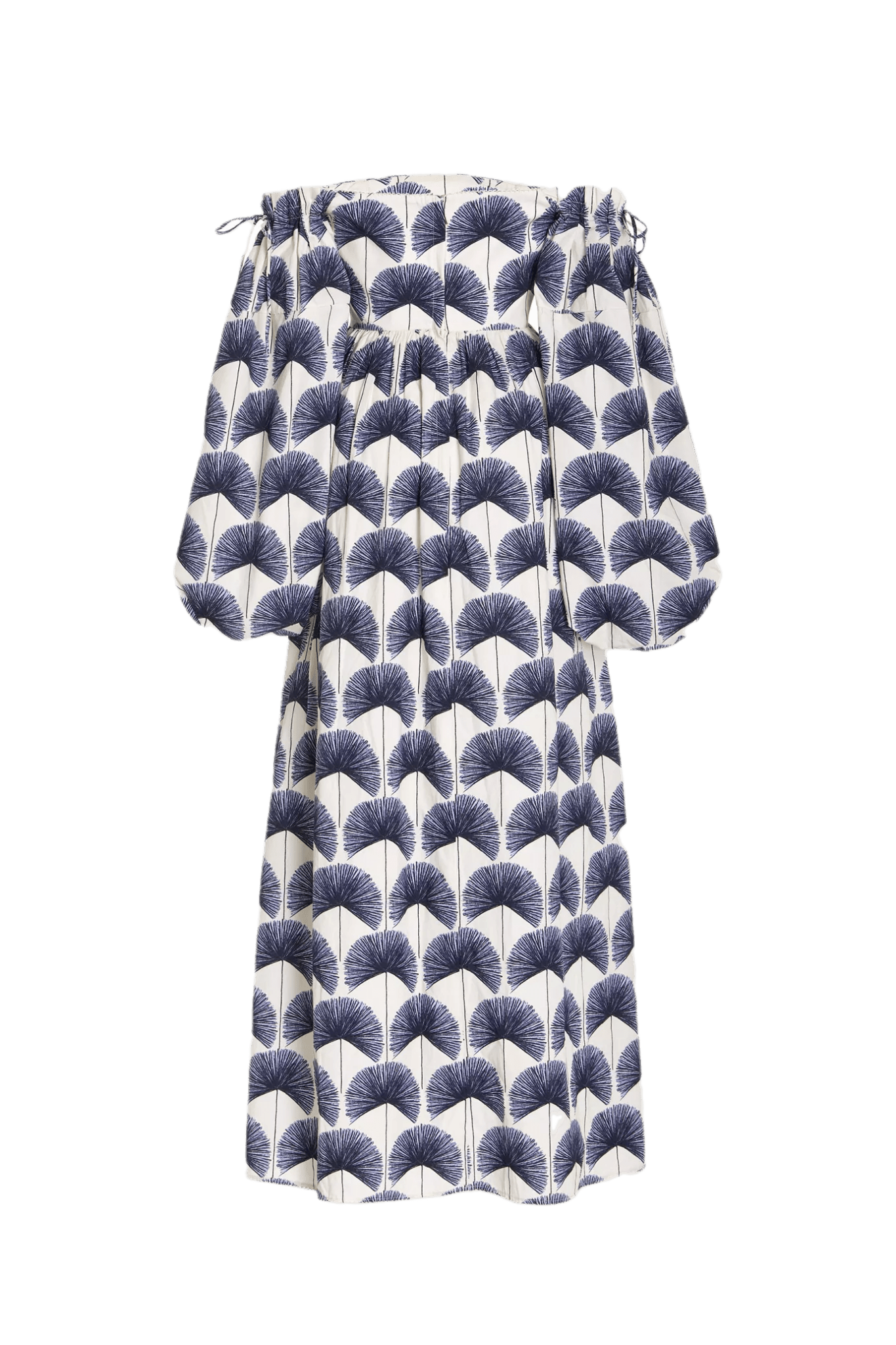 Alheli Printed Cotton Off - The - Shoulder Maxi Dress - ALBOUSHIYA - district 5 - dubai - riyadh - abaya - dresses - designers - evening wear - luxury - elegance - craftsmanship - gowns - cocktail dresses - collections - georges