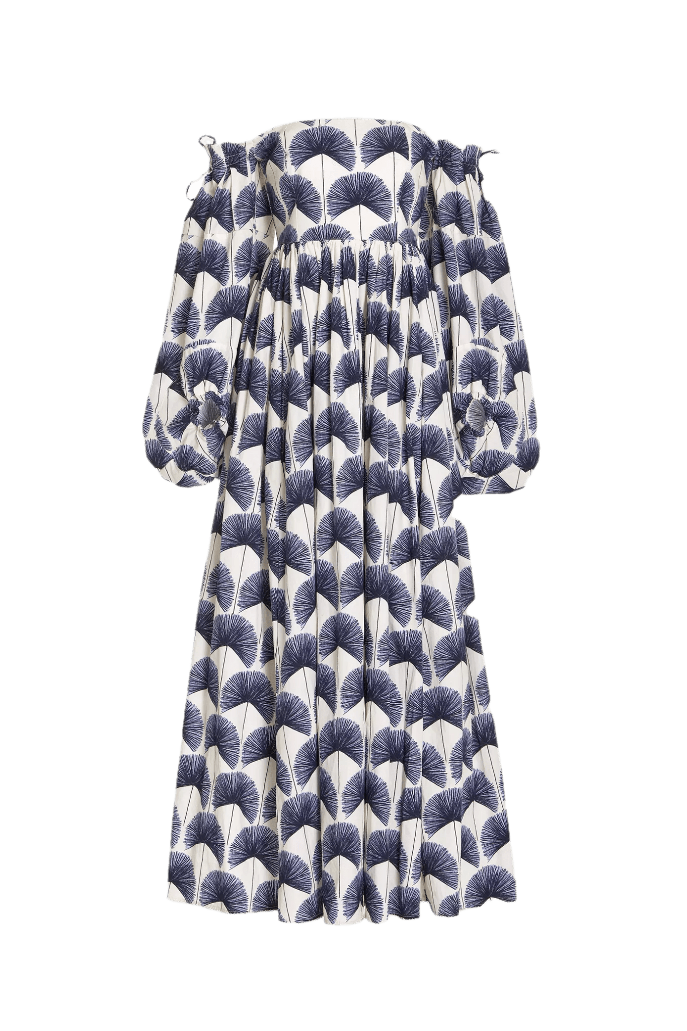 Alheli Printed Cotton Off - The - Shoulder Maxi Dress - ALBOUSHIYA - district 5 - dubai - riyadh - abaya - dresses - designers - evening wear - luxury - elegance - craftsmanship - gowns - cocktail dresses - collections - georges