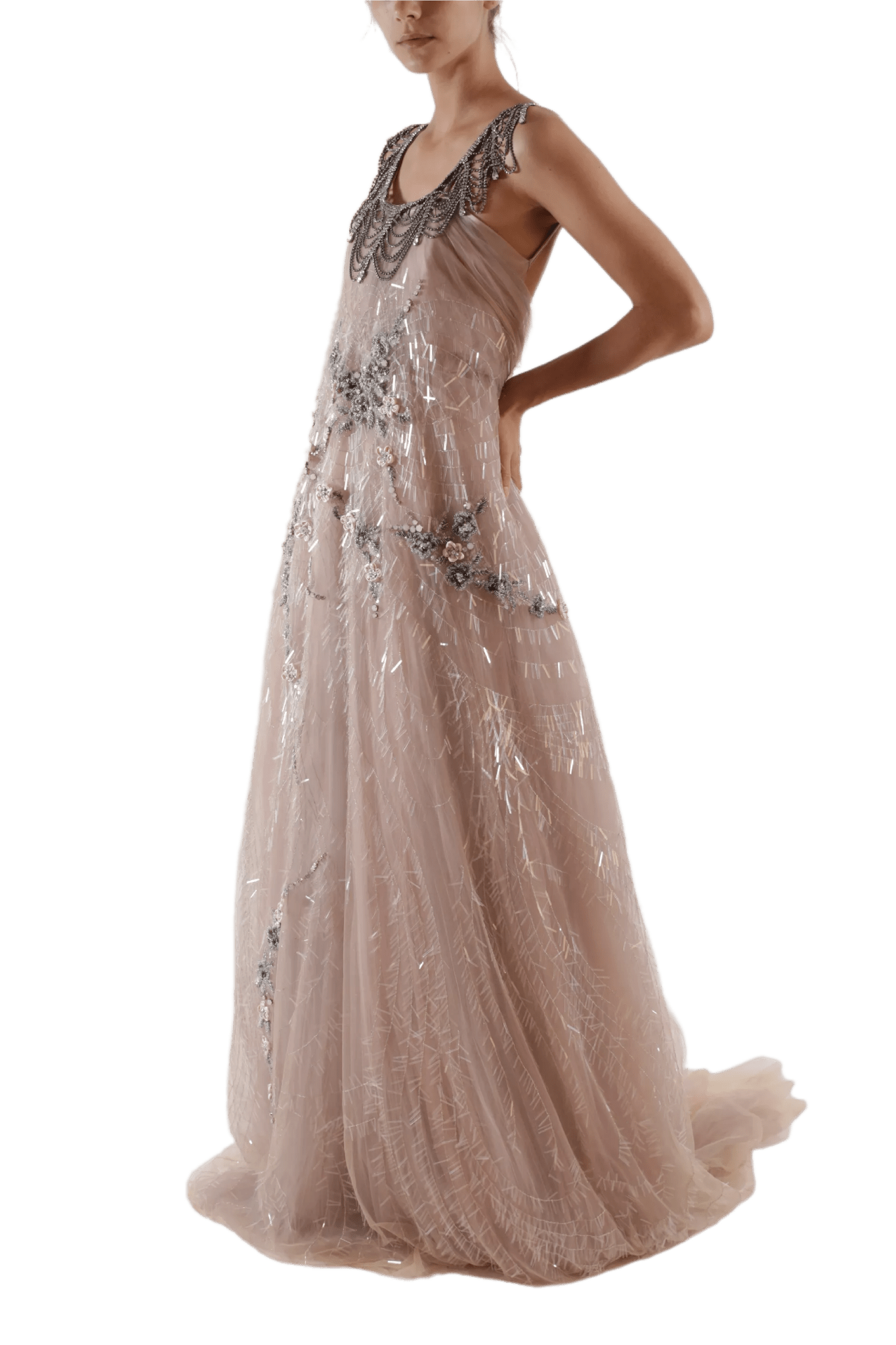 Antique Rose Gown - ALBOUSHIYA - district 5 - dubai - riyadh - abaya - dresses - designers - evening wear - luxury - elegance - craftsmanship - gowns - cocktail dresses - collections - georges