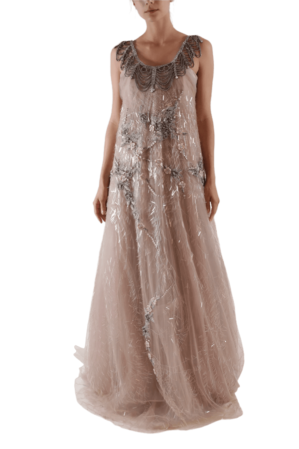 Antique Rose Gown - ALBOUSHIYA - district 5 - dubai - riyadh - abaya - dresses - designers - evening wear - luxury - elegance - craftsmanship - gowns - cocktail dresses - collections - georges