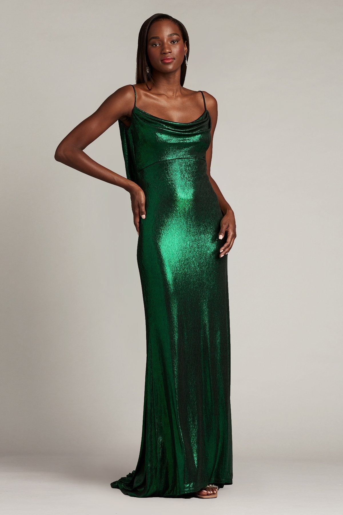 Ara Metallic Jersey Gown - ALBOUSHIYA - district 5 - dubai - riyadh - abaya - dresses - designers - evening wear - luxury - elegance - craftsmanship - gowns - cocktail dresses - collections - georges