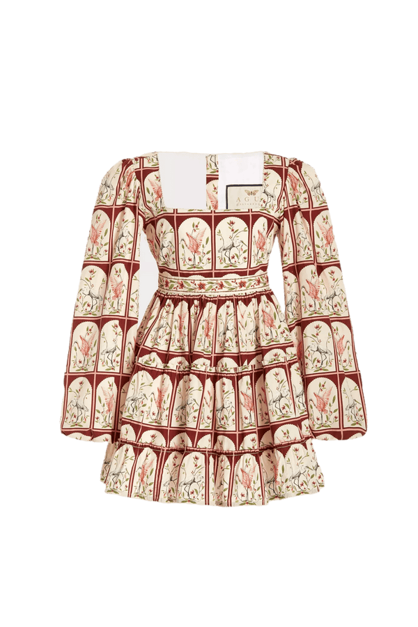 Avena Printed Cotton Mini Dress - ALBOUSHIYA - district 5 - dubai - riyadh - abaya - dresses - designers - evening wear - luxury - elegance - craftsmanship - gowns - cocktail dresses - collections - georges