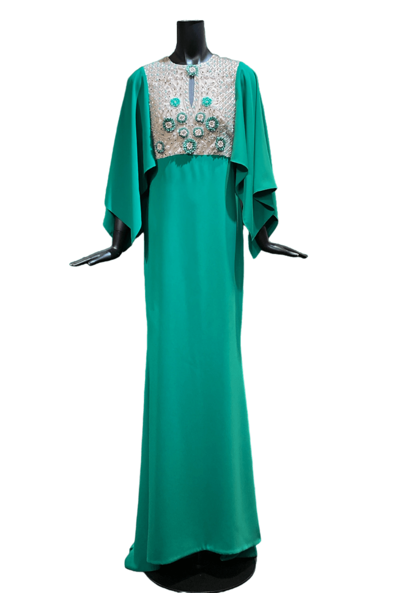 Beaded Crepe Gown and Cape - ALBOUSHIYA - district 5 - dubai - riyadh - abaya - dresses - designers - evening wear - luxury - elegance - craftsmanship - gowns - cocktail dresses - collections - georges