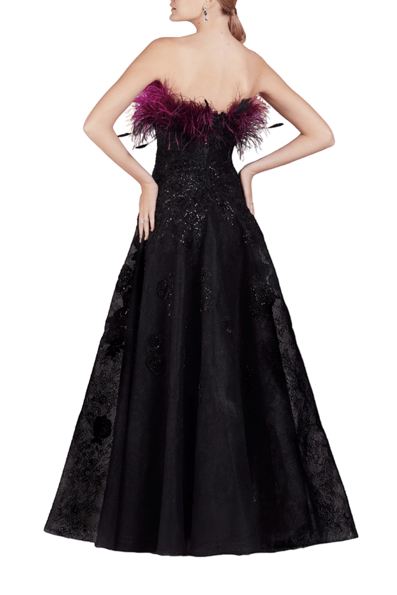 Beaded Feathered Ball Gown - ALBOUSHIYA - district 5 - dubai - riyadh - abaya - dresses - designers - evening wear - luxury - elegance - craftsmanship - gowns - cocktail dresses - collections - georges