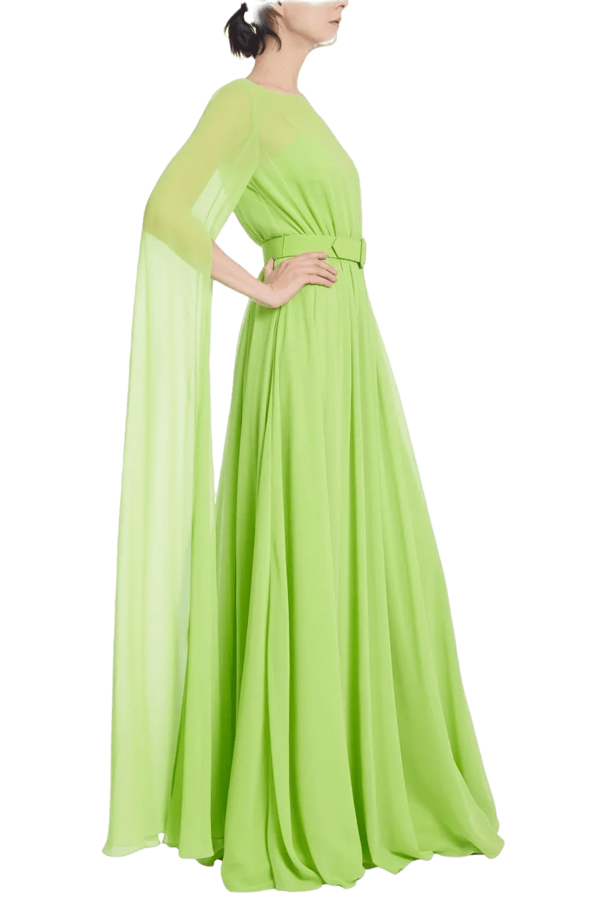 Belted Evening Cape Gown - ALBOUSHIYA - district 5 - dubai - riyadh - abaya - dresses - designers - evening wear - luxury - elegance - craftsmanship - gowns - cocktail dresses - collections - georges