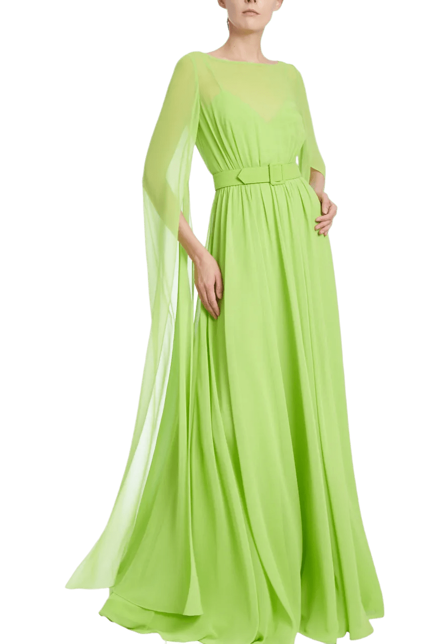 Belted Evening Cape Gown - ALBOUSHIYA - district 5 - dubai - riyadh - abaya - dresses - designers - evening wear - luxury - elegance - craftsmanship - gowns - cocktail dresses - collections - georges