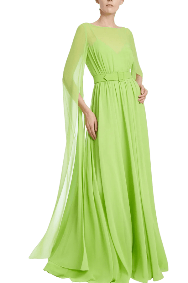 Belted Evening Cape Gown - ALBOUSHIYA - district 5 - dubai - riyadh - abaya - dresses - designers - evening wear - luxury - elegance - craftsmanship - gowns - cocktail dresses - collections - georges