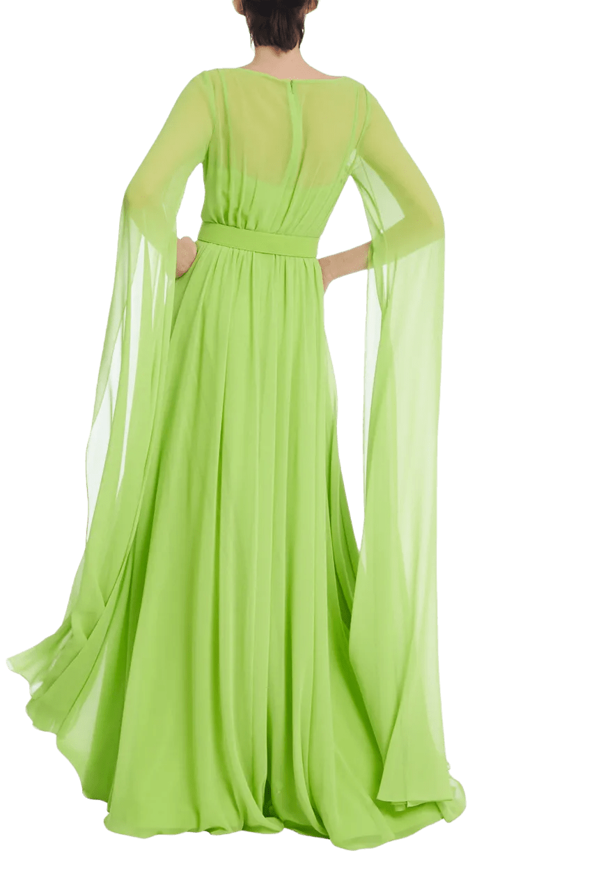Belted Evening Cape Gown - ALBOUSHIYA - district 5 - dubai - riyadh - abaya - dresses - designers - evening wear - luxury - elegance - craftsmanship - gowns - cocktail dresses - collections - georges