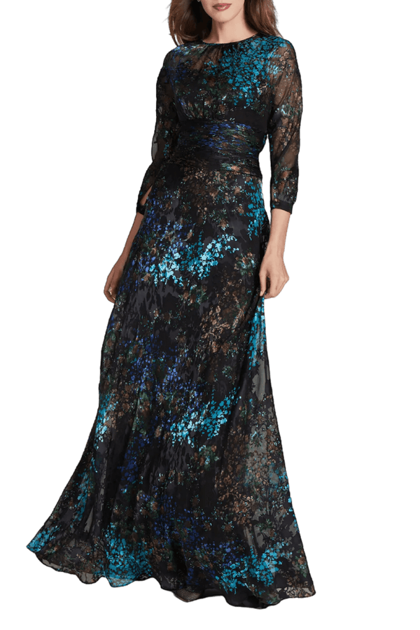 Burnout Chiffon Gown - ALBOUSHIYA - district 5 - dubai - riyadh - abaya - dresses - designers - evening wear - luxury - elegance - craftsmanship - gowns - cocktail dresses - collections - georges