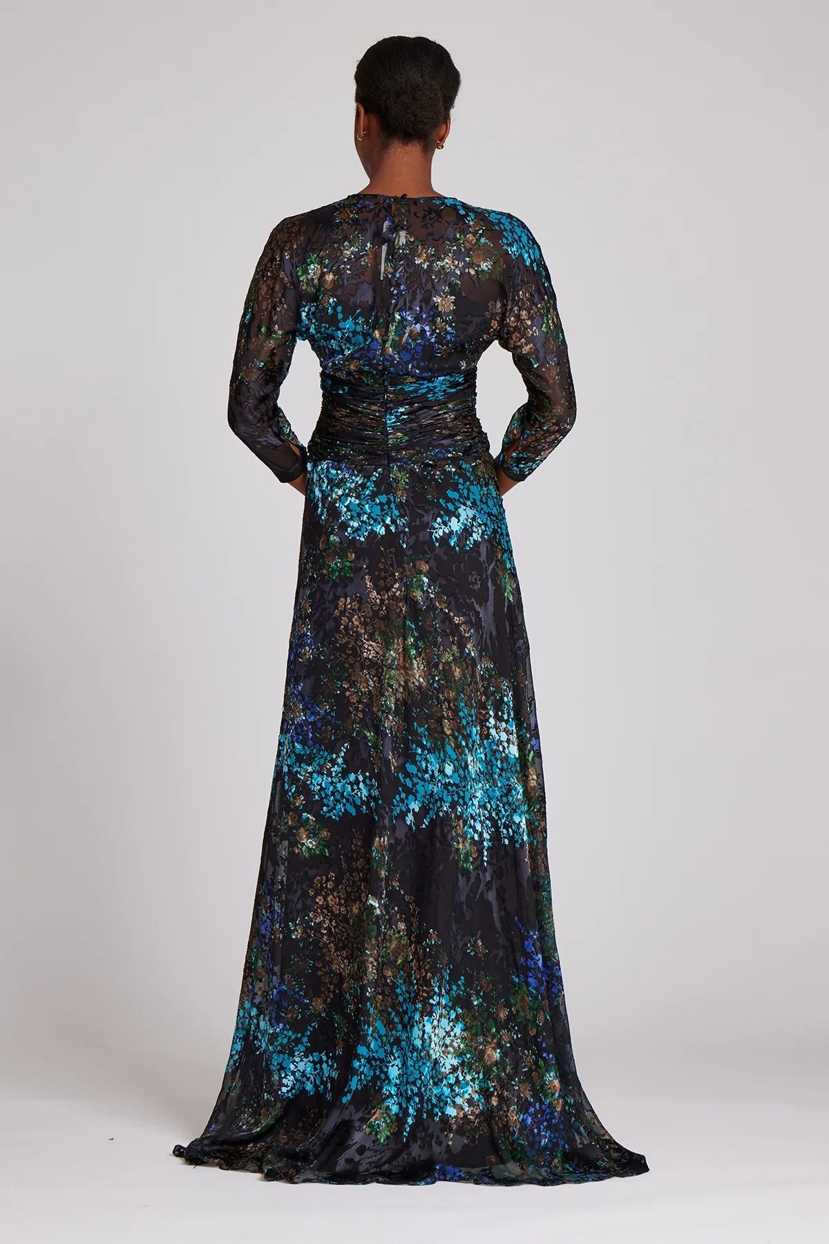 Burnout Chiffon Gown - ALBOUSHIYA - district 5 - dubai - riyadh - abaya - dresses - designers - evening wear - luxury - elegance - craftsmanship - gowns - cocktail dresses - collections - georges