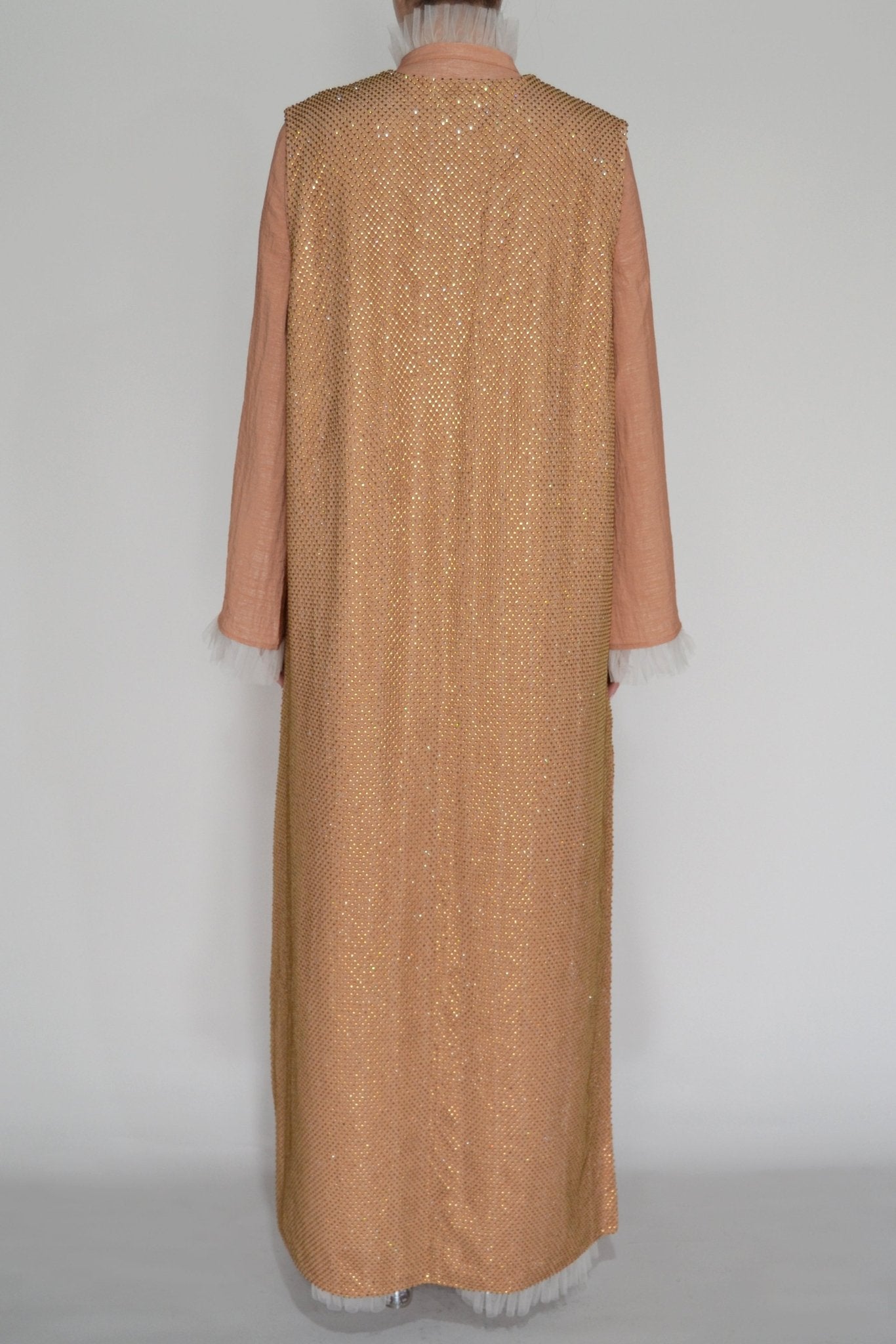 Camel and Creme Caftan - ALBOUSHIYA - district 5 - dubai - riyadh - abaya - dresses - designers - evening wear - luxury - elegance - craftsmanship - gowns - cocktail dresses - collections - georges
