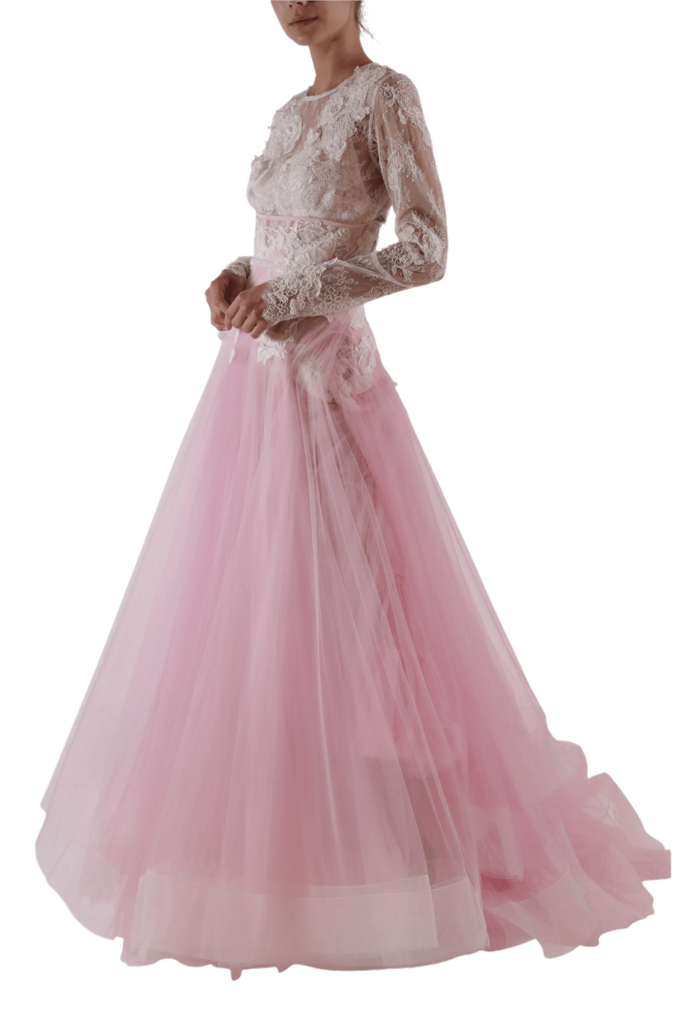 Canario Lace Blouse & Belted Skirt - ALBOUSHIYA - district 5 - dubai - riyadh - abaya - dresses - designers - evening wear - luxury - elegance - craftsmanship - gowns - cocktail dresses - collections - georges