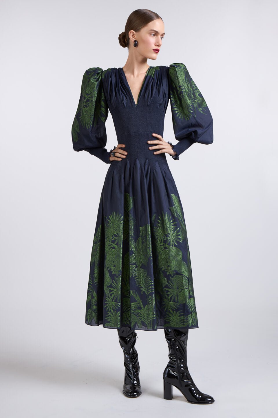 Carolina Jacquard Dress - ALBOUSHIYA - district 5 - dubai - riyadh - abaya - dresses - designers - evening wear - luxury - elegance - craftsmanship - gowns - cocktail dresses - collections - georges