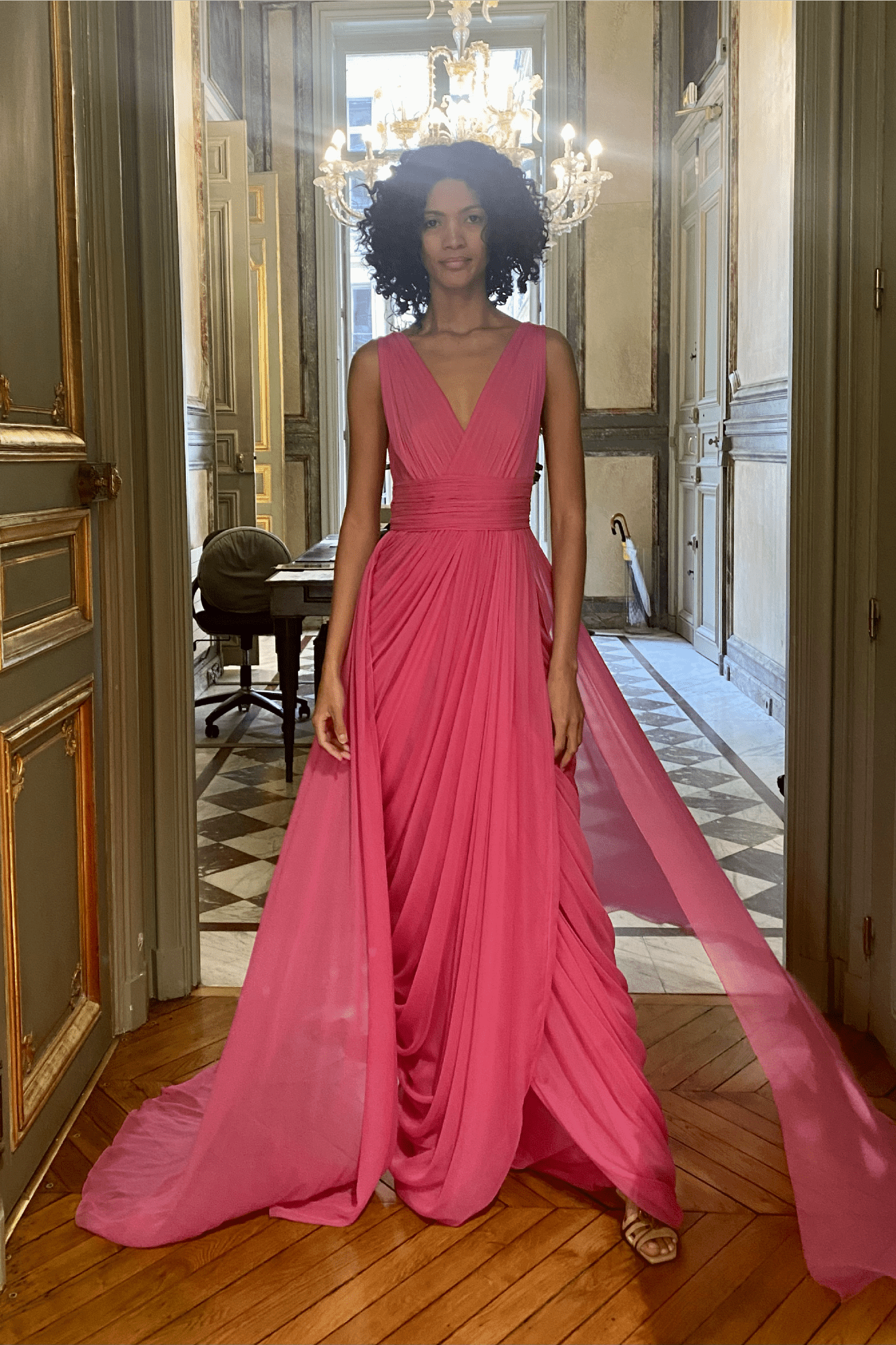 Chiffon Gown - ALBOUSHIYA - district 5 - dubai - riyadh - abaya - dresses - designers - evening wear - luxury - elegance - craftsmanship - gowns - cocktail dresses - collections - georges