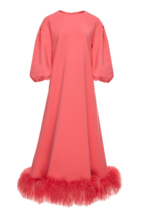 Coral Poppy Dress - ALBOUSHIYA - district 5 - dubai - riyadh - abaya - dresses - designers - evening wear - luxury - elegance - craftsmanship - gowns - cocktail dresses - collections - georges