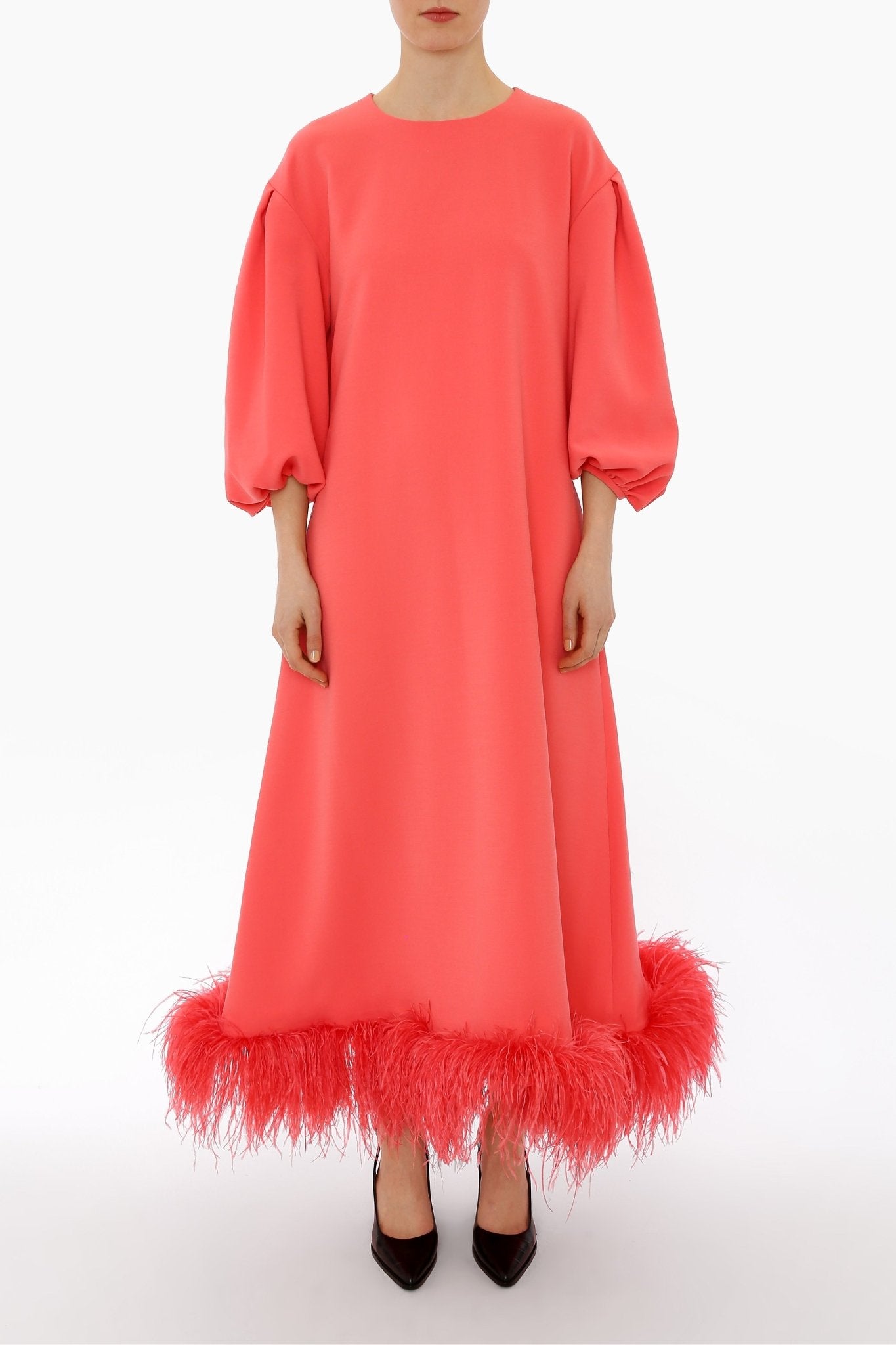 Coral Poppy Dress - ALBOUSHIYA - district 5 - dubai - riyadh - abaya - dresses - designers - evening wear - luxury - elegance - craftsmanship - gowns - cocktail dresses - collections - georges