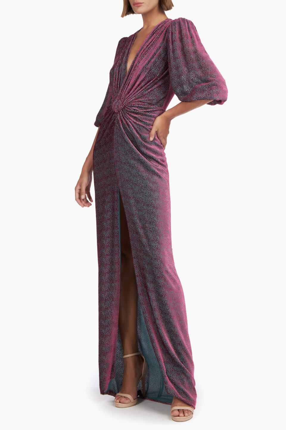 Kallista Silk Velvet Devorè Gown