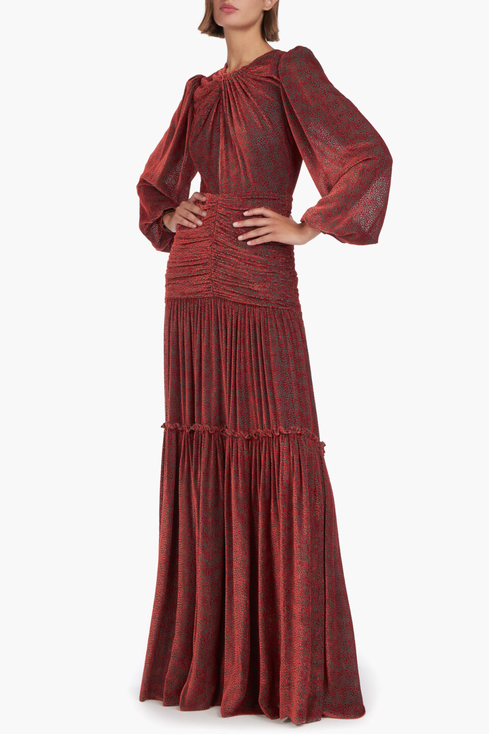 Sabrina Silk Velvet Devorè Gown