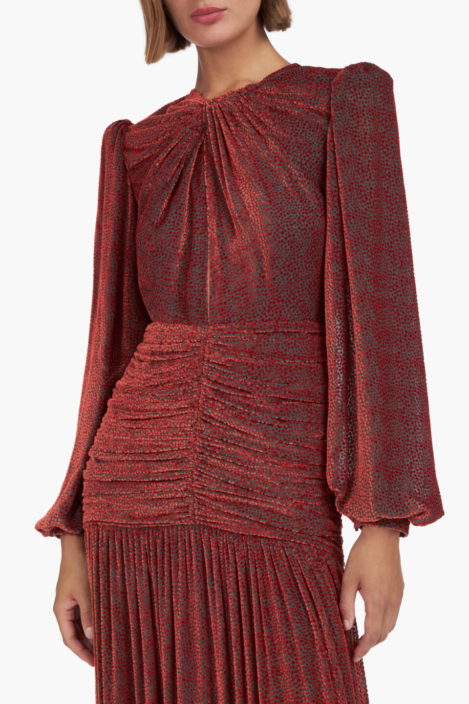 Sabrina Silk Velvet Devorè Gown