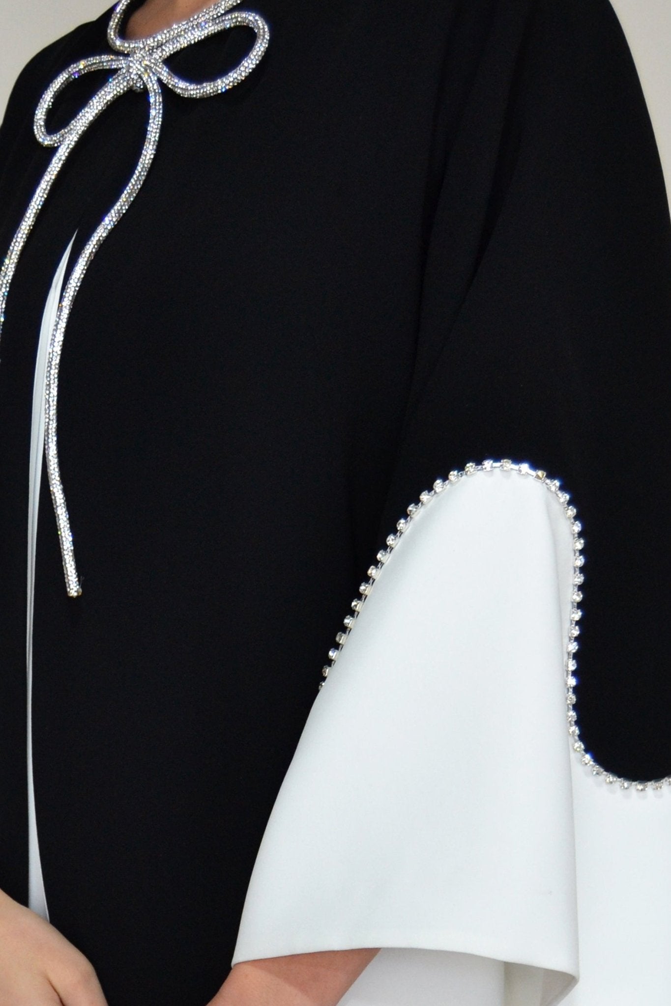 Crepe Caftan with Swarowski Bow - ALBOUSHIYA - district 5 - dubai - riyadh - abaya - dresses - designers - evening wear - luxury - elegance - craftsmanship - gowns - cocktail dresses - collections - georges