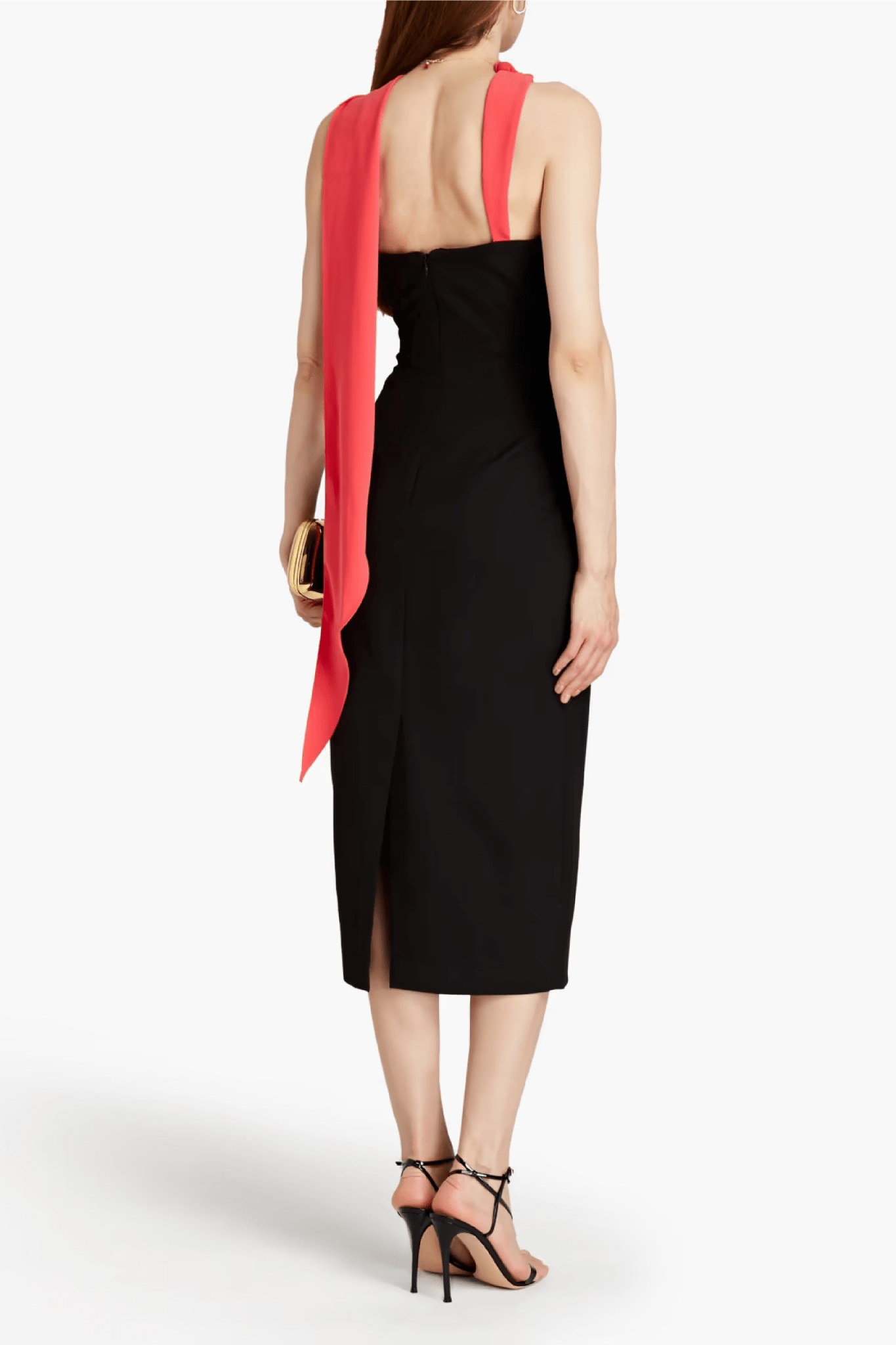 Draped Pleated - Paneled Crepe Midi Dress - ALBOUSHIYA - district 5 - dubai - riyadh - abaya - dresses - designers - evening wear - luxury - elegance - craftsmanship - gowns - cocktail dresses - collections - georges
