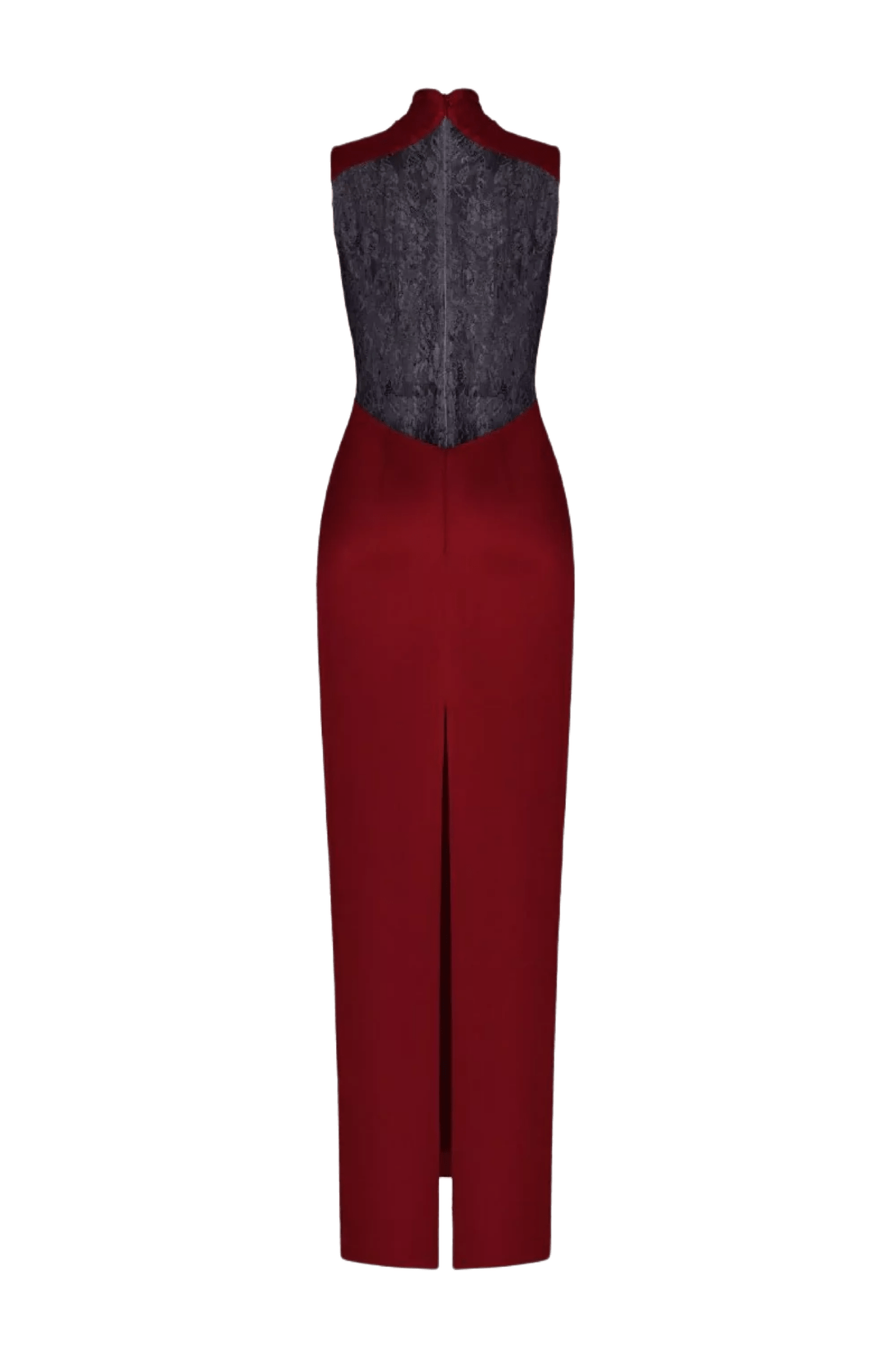 Draped Satin Gown with Lace Back Panel - ALBOUSHIYA - district 5 - dubai - riyadh - abaya - dresses - designers - evening wear - luxury - elegance - craftsmanship - gowns - cocktail dresses - collections - georges