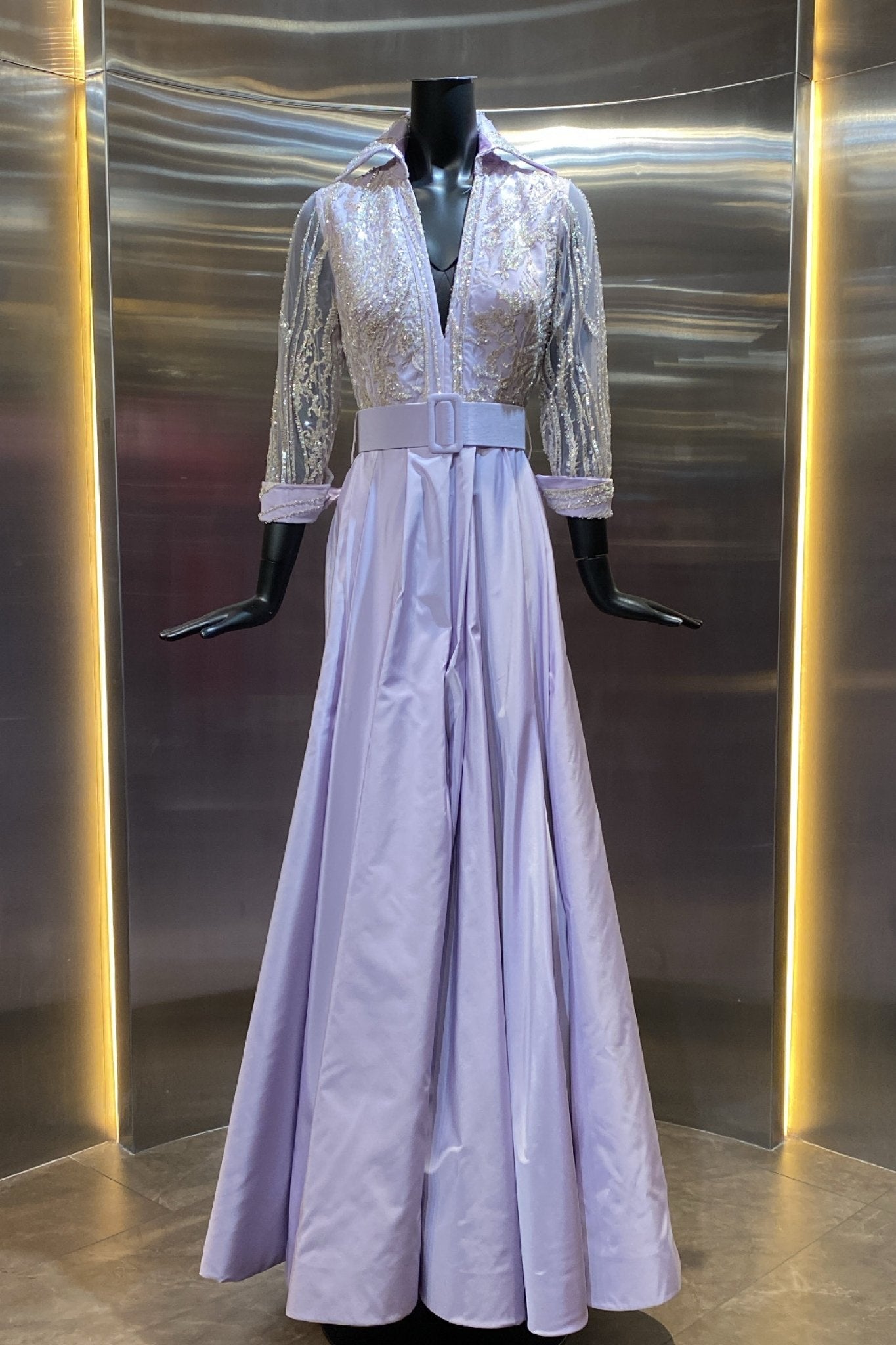 Embellished Taffeta Shirt Dress - ALBOUSHIYA - district 5 - dubai - riyadh - abaya - dresses - designers - evening wear - luxury - elegance - craftsmanship - gowns - cocktail dresses - collections - georges