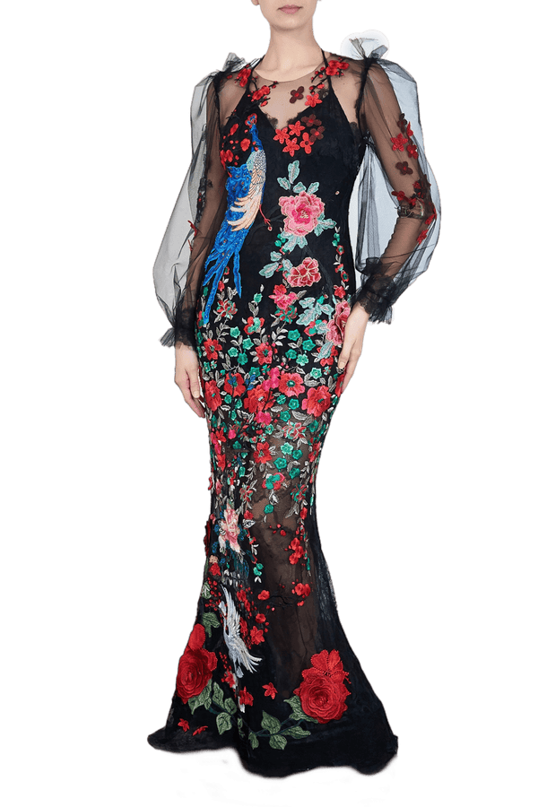 Embroidered Tulle Gown - ALBOUSHIYA - district 5 - dubai - riyadh - abaya - dresses - designers - evening wear - luxury - elegance - craftsmanship - gowns - cocktail dresses - collections - georges