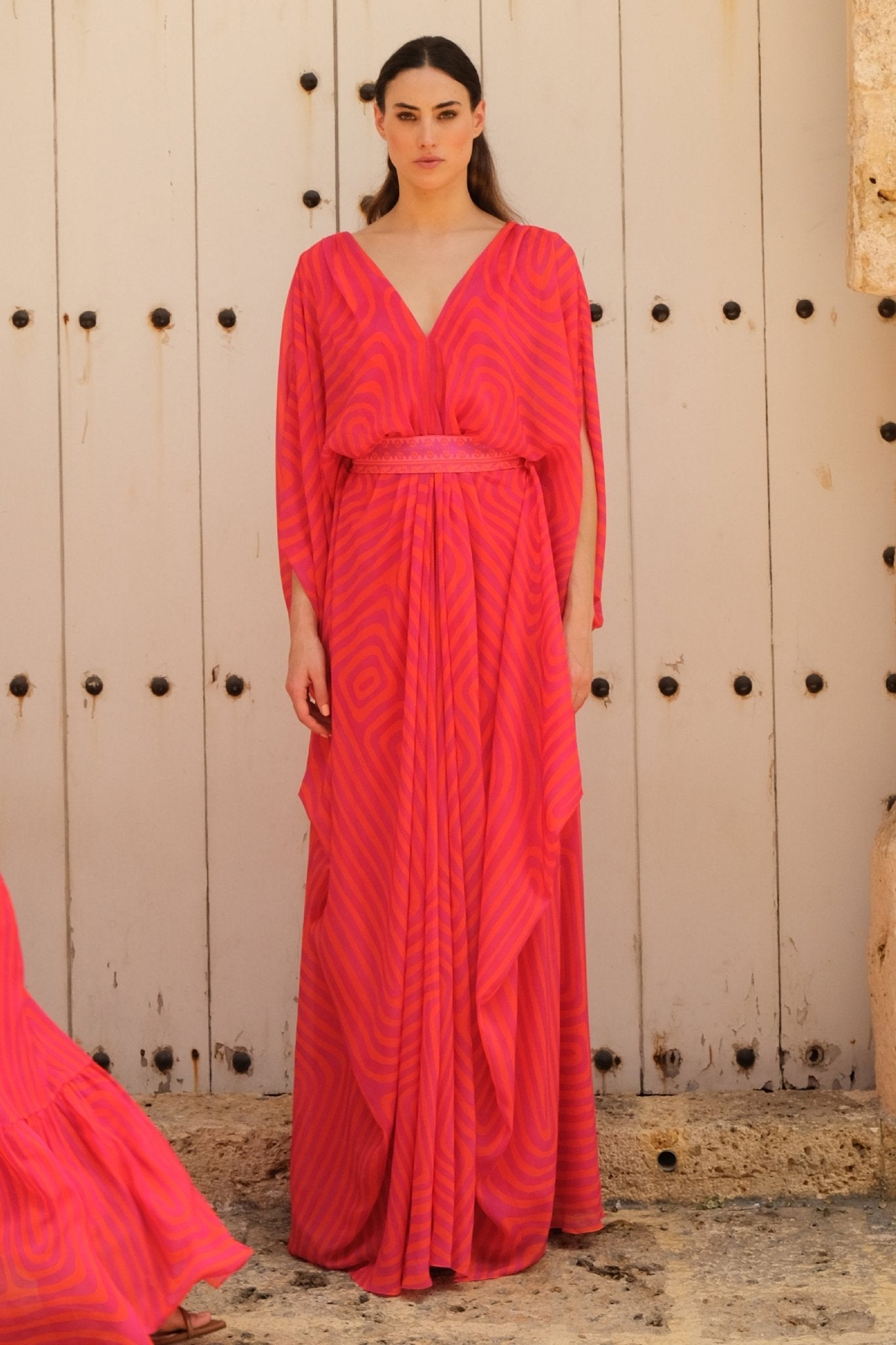 Eva Belted Chiffon Caftan - ALBOUSHIYA - district 5 - dubai - riyadh - abaya - dresses - designers - evening wear - luxury - elegance - craftsmanship - gowns - cocktail dresses - collections - georges