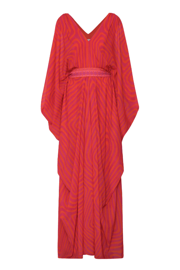 Eva Belted Chiffon Caftan - ALBOUSHIYA - district 5 - dubai - riyadh - abaya - dresses - designers - evening wear - luxury - elegance - craftsmanship - gowns - cocktail dresses - collections - georges