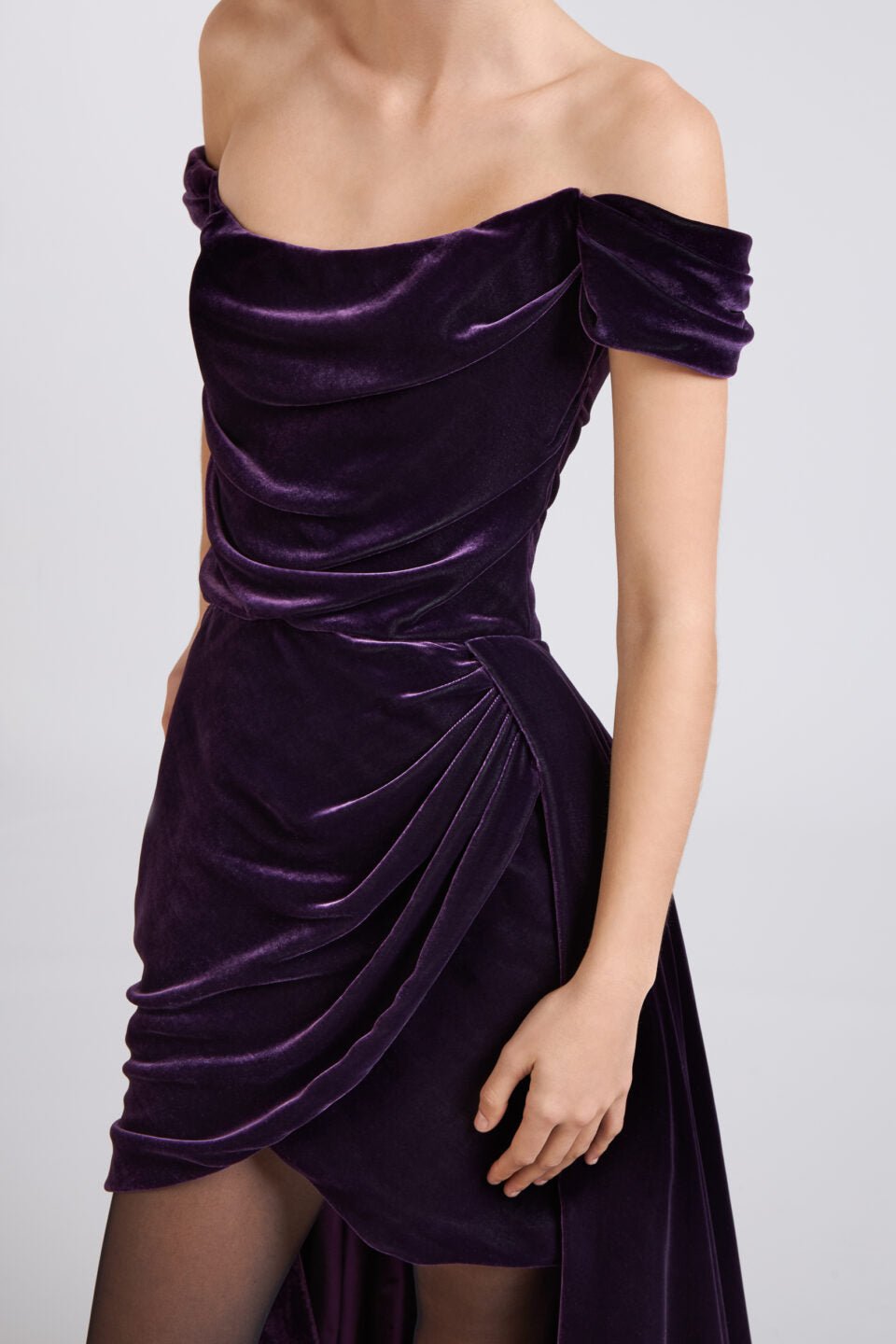 Everlee Silk Velvet Gown - ALBOUSHIYA - district 5 - dubai - riyadh - abaya - dresses - designers - evening wear - luxury - elegance - craftsmanship - gowns - cocktail dresses - collections - georges