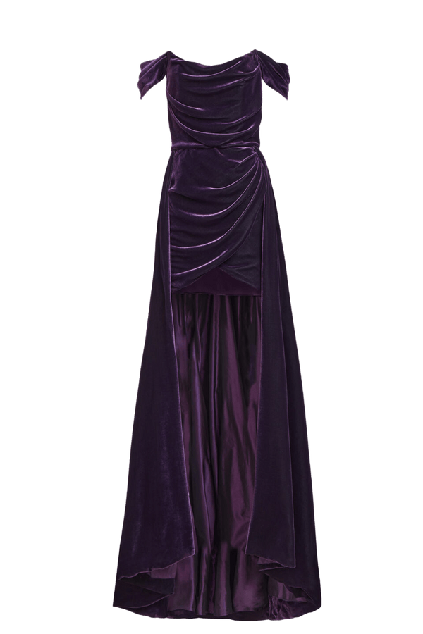 Everlee Silk Velvet Gown - ALBOUSHIYA - district 5 - dubai - riyadh - abaya - dresses - designers - evening wear - luxury - elegance - craftsmanship - gowns - cocktail dresses - collections - georges