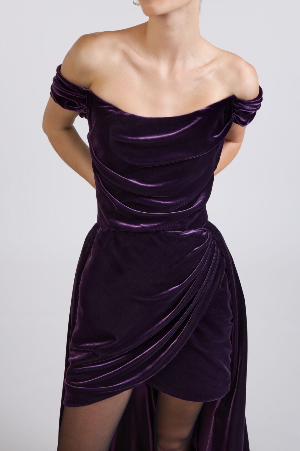 Everlee Silk Velvet Gown - ALBOUSHIYA - district 5 - dubai - riyadh - abaya - dresses - designers - evening wear - luxury - elegance - craftsmanship - gowns - cocktail dresses - collections - georges